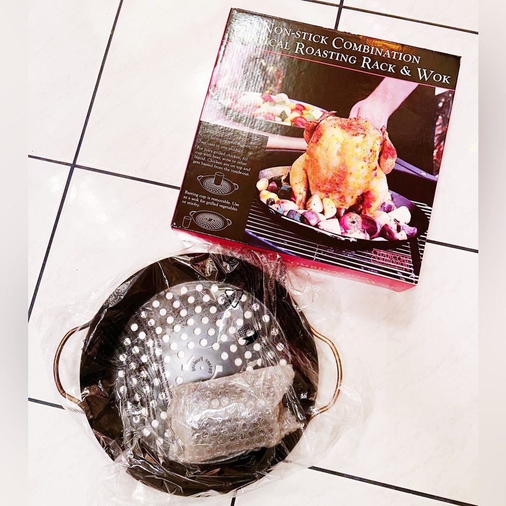 USED ONCE Nonstick Roasting Rack & Wok Combo